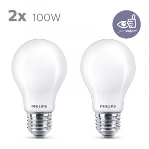 2x Philips LED Standaardlamp (A60) Wit E27 10,5 Watt