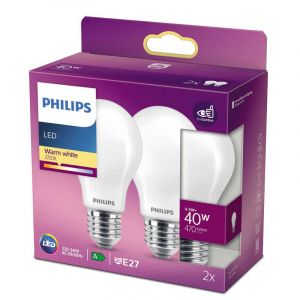 2x Philips LED Standaardlamp (A60) Wit E27 4,5 Watt